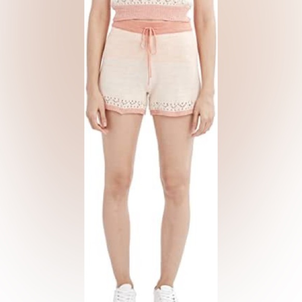 BCBGeneration Drawstring Peach Pink Pointelle Knit
Sweater Shorts